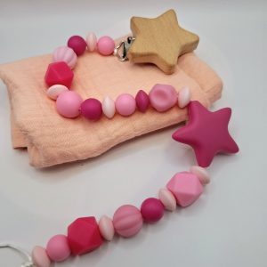 שרוך למוצץ- כוכב ורוד