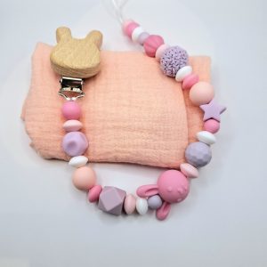 שרוך למוצץ- ארנב ורוד בייבי