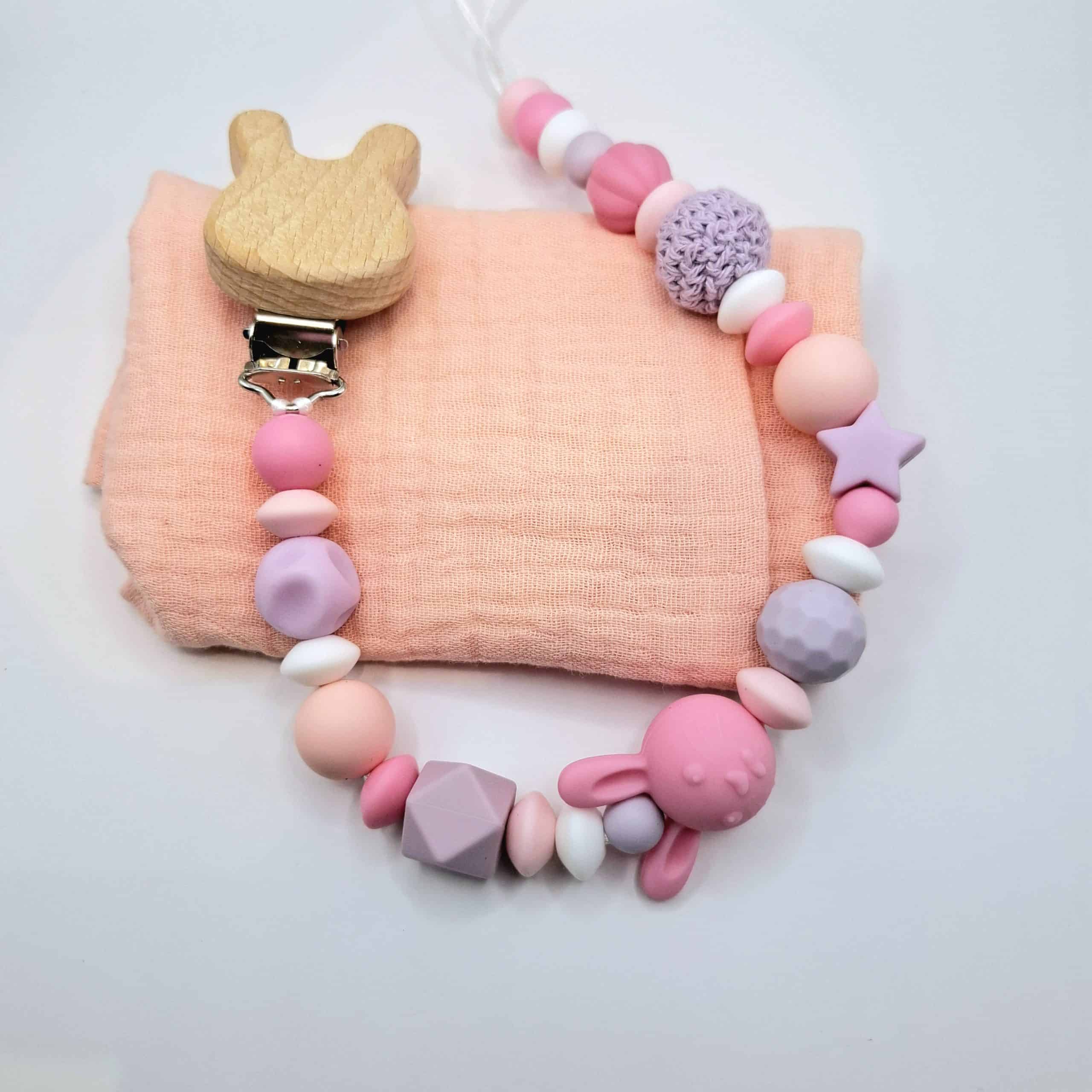 שרוך למוצץ- ארנב ורוד בייבי